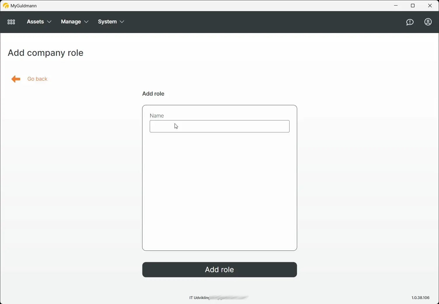 MyGuldmann Add company role page for administrator functions
